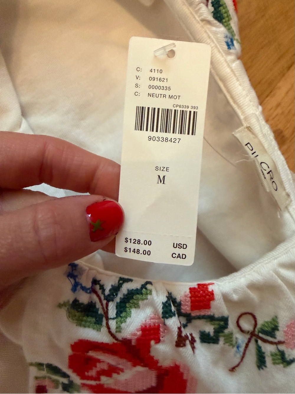 Pilcro Embroidered Ruffle-Sleeve Button Front Top - Picture 7 of 7